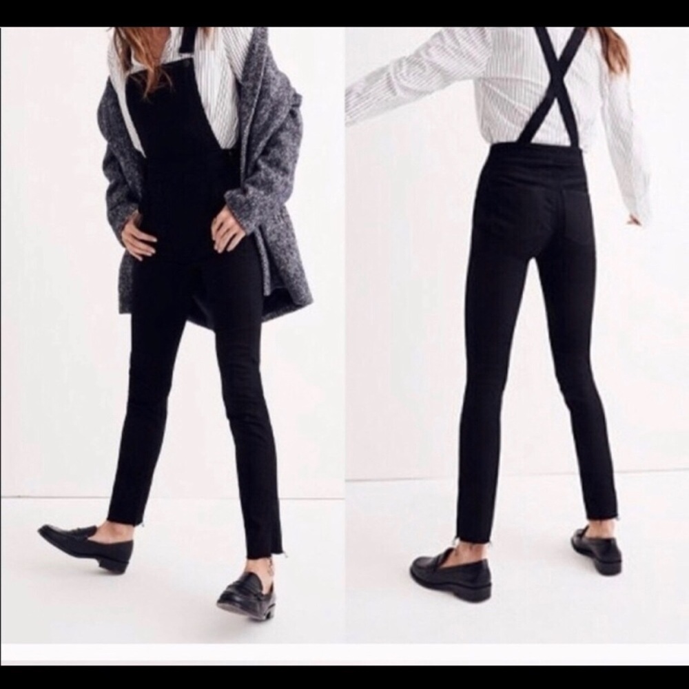 NWOT Madewell cross back black denim overalls